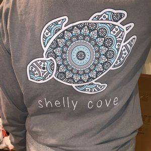 Gray Shelly Cove Turtle Long Sleeve Tee